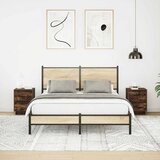  Noćni ormarići s LED svjetlima 2 kom dimljeni hrast 38x34x50 cm | shoptok.hr