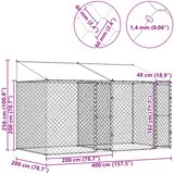  Kavez za psa s krovom Srebrno 400 x 200 x 256 cm Čelik i PE | shoptok.hr