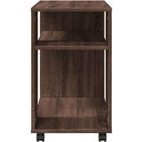 vidaXL Bočni stolić s kotačima boja smeđeg hrasta 70x35x60 cm drveni | shoptok.hr