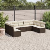 vidaXL 9-dijelni set vrtnih sofa s jastucima poliratan smeđi Cijene