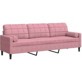 vidaXL Kavč trosed z okrasnimi blazinami roza 210 cm žamet | Shoptok.si