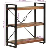  Regal za knjige s 3 razine 77x30x80cm obnovljeno drvo i željezo | shoptok.hr