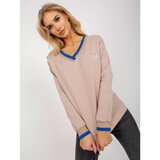 Fashion Hunters Beige plain blouse with a neckline for everyday use | Shoptok.si