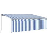  Tenda na ručno uvlačenje s roletom LED 4 5 x 3 m plavo-bijela | shoptok.hr