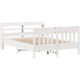 vidaXL Posteljni okvir z vzglavjem bel 150x200 cm trdna borovina, (21303991) | Shoptok.si