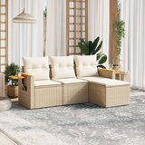 Maison Chic Seti vrtnega pohištva - Vrtna garnitura - Vrtni pohištvo set 4-delna z blazinami bež poli ratan, (21811294) | Shoptok.si