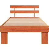  Krevetni okvir sa uzglavljem smeđe boje 100x200 cm od čvrstog drveta borovine | shoptok.hr