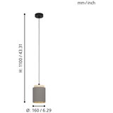 Eglo visilica Albariza 99445, 1x E27, Ø16 cm, crna/drvo/kapučino tkanina | shoptok.hr