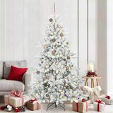vidaXL Umjetno božićno drvce s nogom s 300 LED dioda Bijelo 210 cm PVC | shoptok.hr