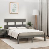Maison Chic Posteljni okvir - Dvoposteljna postelja - Zakonska postelja siv iz trdnega lesa 200x200 cm-J5453, (21776787) | Shoptok.si