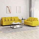  2-dijelni set sofa s jastucima žuti baršunasti Cijene