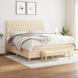  Krevet s oprugama i madracem krem 180x200 cm od tkanine | shoptok.hr