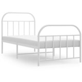 Maison Chic Kovinski Posteljni okvir - Enojna postelja - Postelja za odrasle z vzglavjem in vznožjem bel 80x200 cm-J72, (21773997) | Shoptok.si