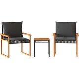  3-dijelni bistro set s jastucima poliratan i drvo bagrema crni | shoptok.hr