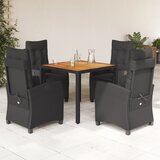 vidaXL 5-dijelni vrtni blagovaonski set s jastucima od poliratana crni | shoptok.hr