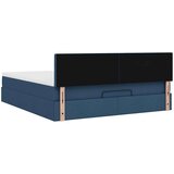 vidaXL Otomanski posteljni okvir z vzmetnico moder 160x200 cm blago | Shoptok.si
