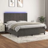  Box spring postelja z vzmetnico LED temno siva 180x200 cm žamet, (20789399) Cene