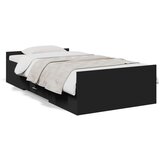 vidaXL Posteljni okvir s predali črn 75x190 cm inženirski les Cene
