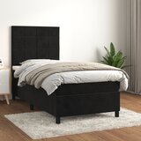 The Living Store Box spring postelja z vzmetnico črna 90x200 cm žamet - Box Spring Postelja, (21490854) Cene