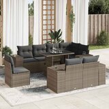 vidaXL 9-dijelni set vrtnih sofa od poliratana s jastucima sivi | shoptok.hr