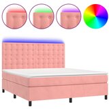 Maison Chic Box spring postelja - Vzmetna postelja z vzmetnico LED roza 160x200 cm žamet SL22336, (21891890) | Shoptok.si