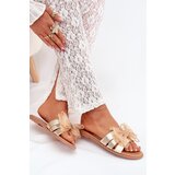 Boto Ladies flat sandals with tulle bow gold Tanira | shoptok.hr
