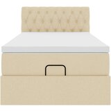 vidaXL Otomanski posteljni okvir z vzmetnico krem 90x190 cm blago, (21610269) | Shoptok.si