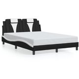 vidaXL Posteljni okvir z LED lučkami črno bel 140x200 cm umetno usnje | Shoptok.si