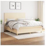 vidaXL Box spring postelja z vzmetnico krem 160x200 cm blago Cene
