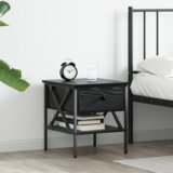vidaXL Nočna omarica črn hrast 40x42x45 cm inženirski les | Shoptok.si