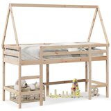 vidaXL Posteljni okvir z lestvijo in streho 90x200 cm borovina Cene