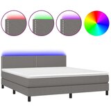  Krevet box spring s madracem LED tamnosivi 160x200 cm tkanina | shoptok.hr