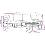 vidaXL Vrtna sedežna garnitura 5 pcs Črna 70 x 70 x 32 cm Aluminij | Shoptok.si