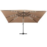  Konzolni vrtni suncobran LED sa stupom 400 x 300 cm smeđesivi | shoptok.hr