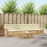  Set vanjskih sofa 5 kom. Bijela i krem Čvrsto drvo akacije | shoptok.hr