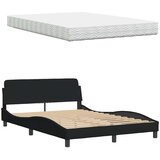  Krevet s madracem crni 140 x 190 cm od tkanine | shoptok.hr