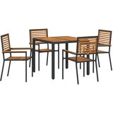 vidaXL 5-dijelni set za objedovanje u vrtu Crni Poli Ratan Akacija, Složive vrtne stolice s jastucima 2 kom Crni Poli Ratan | shoptok.hr
