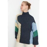 Trendyol Blue Color Block Knitwear Pullover Sweater | Shoptok.si
