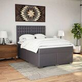 vidaXL Box spring postelja z vzmetnico siva 140x200 cm umetno usnje | Shoptok.si