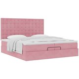  Otomanski posteljni okvir z vzmetnicami roza 200x200cm žamet, (22053149) | Shoptok.si