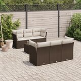 Maison Chic Seti vrtnega pohištva - Vrtna garnitura - Vrtni pohištvo set 7-delna z blazinami rjav poli ratan, (21801408) | Shoptok.si