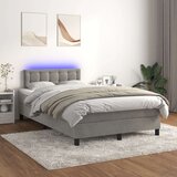  Box spring s madracem LED svjetlosivi 120x200 cm baršun Cijene