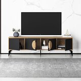 Marckeric Crna/u prirodnoj boji TV komoda u dekoru hrasta 180x51 cm Vae – | shoptok.hr