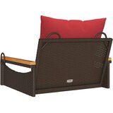  Klupa za ljuljanje s jastucima smeđa 63x62x40 cm od poliratana - Smeđa 63 x 62 x 40 cm 1 Nasloni za ruke okruglog dizajna | shoptok.hr