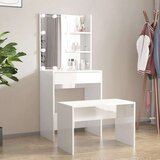  Set toaletnog stolića LED sjajni bijeli od konstruiranog drva | shoptok.hr