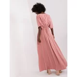 Fashionhunters Dusty pink maxi dress with short sleeves by ZALUNA