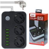VERKGROUP Električni razdelilec 3 vtičnice 230V 6x USB polnilec 3,4A črn 2m, (20385871) Cene