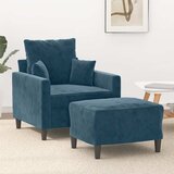  Fotelja s tabureom plava 60 cm baršunasta | shoptok.hr