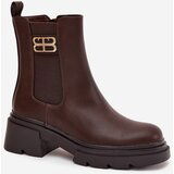 Boto Women's ankle boots with gold detail insulated brown Serene | Shoptok.si