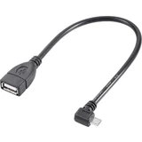 USB kabel USB 2.0 USB-mikro-B vtič\, USB-A vtičnica 0.10 m črna z OTG funkcijo\, pozlačeni konektorji RF-4080777, (20416313)